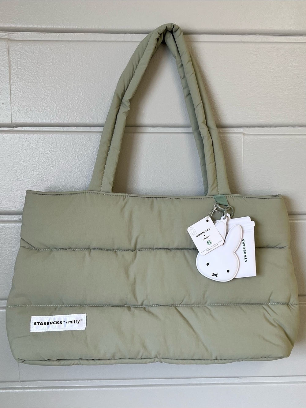 NWT Starbucks x Miffy Sage Green Puffer Tote Bag Singapore Exclusive